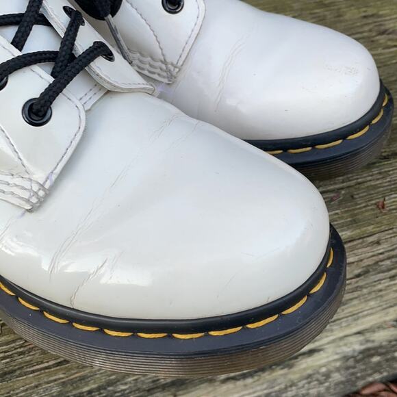 Dr Martens 1460W Patent Lamper White Combat Boots Women's Size 8 US / 6 UK - Picture 5 of 16